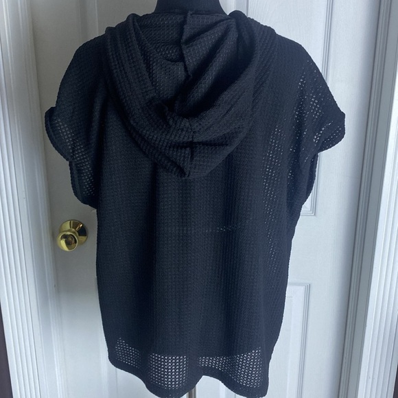 SHEIN Women’s Waffle Knit Black V-Neck Hooded Cover Up Sz XL NWOT - Picture 4 of 6